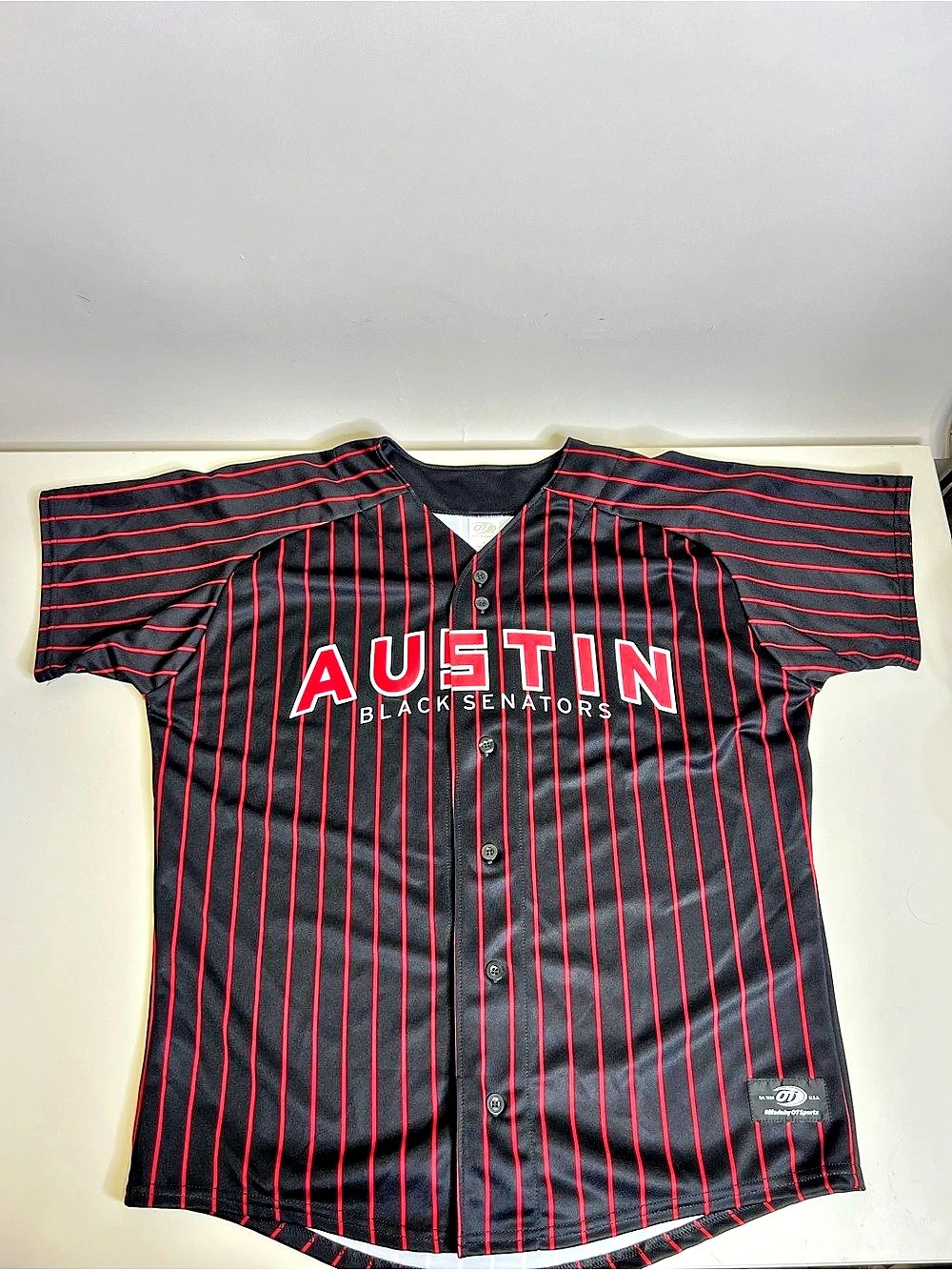 OT Sports Austin Black Senators Negro Leagues Baseball Jersey Black & Red Large
